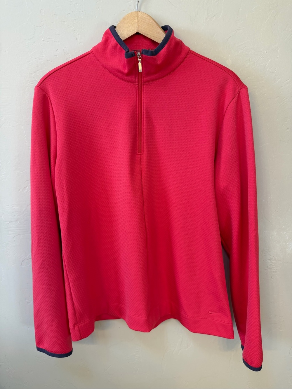 Nike Fit Dry Sphere Golf Jacket Women Large Pink 1/4 Zip Mock Neck Long Sleeve